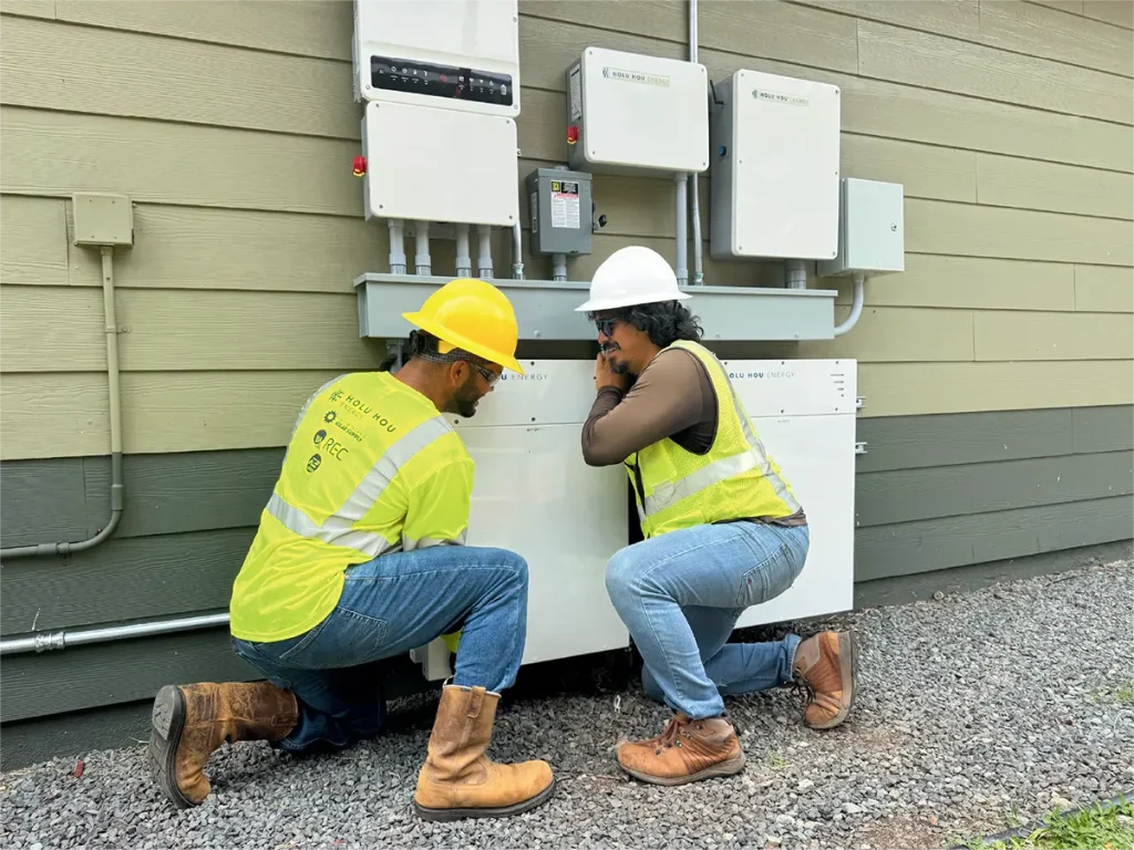 Holu Hou Energy Employees Installting Battery Systems in Hawaii